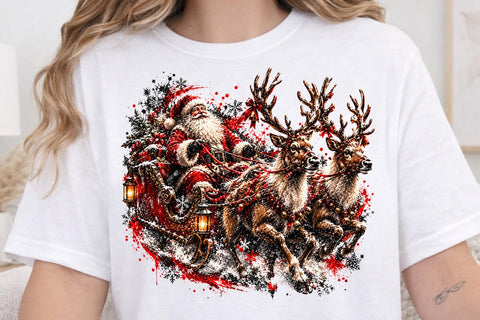 Santa Sleigh Reindeer Christmas PNG Art SVG DesignDestine 