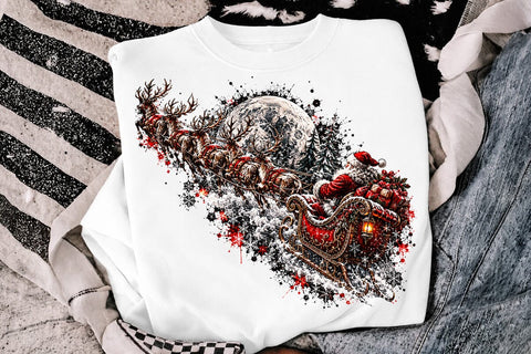 Santa Sleigh Reindeer Christmas PNG Art SVG DesignDestine 