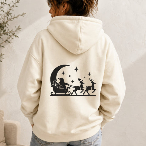 Santa Sleigh Reindeer Embroidery Design – Christmas Moon Silhouette Holiday Machine Embroidery File Embroidery/Applique DESIGNS PatternFeed8 