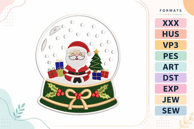 Santa Snow Globe with Presents Christmas Embroidery Design Embroidery/Applique DESIGNS sg embroidery 