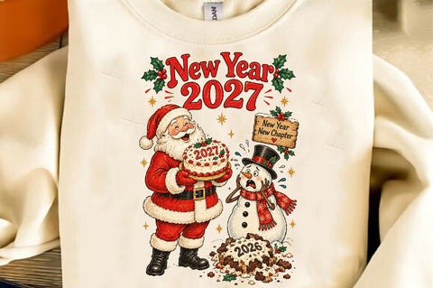 Santa Snowman Happy New Year 2027 PNG Sublimation SVGista 