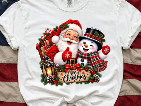 Santa & Snowman Merry Christmas PNG SVG artprintfile 
