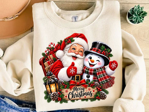 Santa & Snowman Merry Christmas PNG SVG artprintfile 