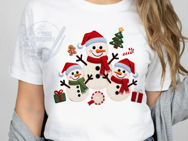 Santa Snowmen Holiday T-Shirt PNG, Santa Snowmen, Holiday Style, Winter Vibes, Christmas Fashion, Sublimation PNG, Statement Shirt, Festive Apparel Sublimation ToriDesigns 