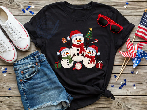 Santa Snowmen Holiday T-Shirt PNG, Santa Snowmen, Holiday Style, Winter Vibes, Christmas Fashion, Sublimation PNG, Statement Shirt, Festive Apparel Sublimation ToriDesigns 