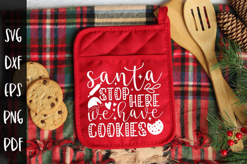 Santa Stop Here We Have Cookies, Christmas Potholders SVG CraftLabSVG 