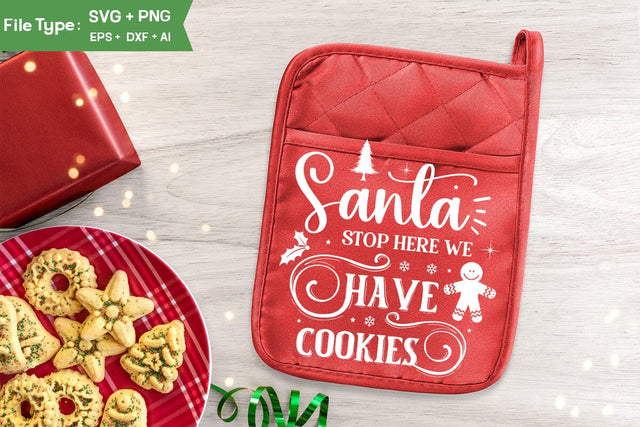 Santa Stop Here We Have Cookies Pot Holder Svg, Christmas SVG Design, Christmas Pot Holder Svg Design,SVGs,Quotes and Sayings,Food & Drink,On Sale, Print & Cut SVG DesignPlante 503 