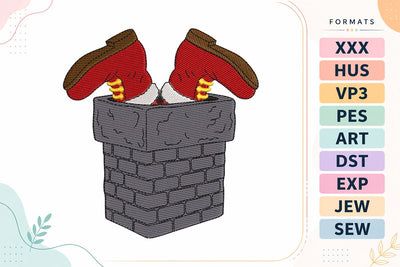 Santa Stuck in Chimney Boots Christmas Embroidery Design Embroidery/Applique DESIGNS sg embroidery 