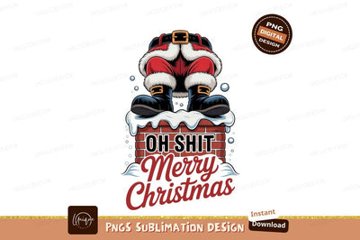 Santa Stuck In Chimney Christmas holiday Sublimation Designangry 