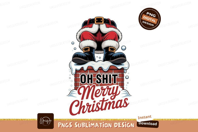 Santa Stuck In Chimney Christmas holiday Sublimation Designangry 