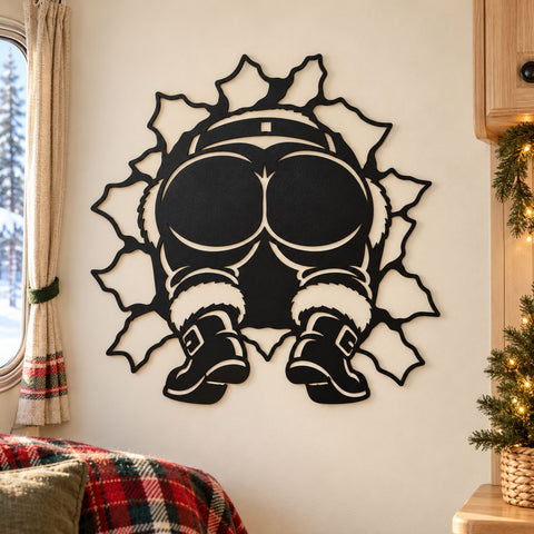 Santa Stuck in the Wall Laser SVG | Funny Christmas Santa Butt DXF | Santa Legs Metal Wall Art | Holiday Plasma Cutting File SVG HappyDesignStudio 