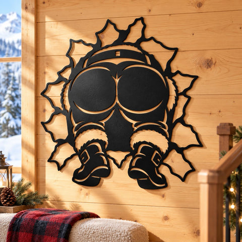 Santa Stuck in the Wall Laser SVG | Funny Christmas Santa Butt DXF | Santa Legs Metal Wall Art | Holiday Plasma Cutting File SVG HappyDesignStudio 