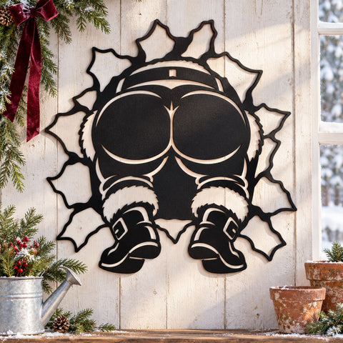 Santa Stuck in the Wall Laser SVG | Funny Christmas Santa Butt DXF | Santa Legs Metal Wall Art | Holiday Plasma Cutting File SVG HappyDesignStudio 