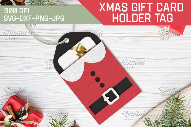 Santa SVG Christmas Gift Card Holder Tag. 3D Layered Paper Cut 3D Paper Evgenyia Guschina 