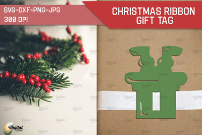Santa SVG. Christmas Ribbon Gift Tag Paper Cut 3D Paper Evgenyia Guschina 