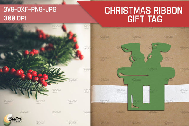 Santa SVG. Christmas Ribbon Gift Tag Paper Cut 3D Paper Evgenyia Guschina 