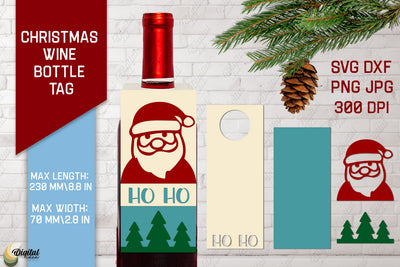 Santa SVG. Christmas Wine Bottle Tags. Gift Tags SVG 3D Paper Evgenyia Guschina 