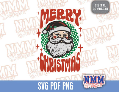 Santa SVG | Merry Christmas SVG | Decal T-Shirt Sticker Graphics | Cut Cutting File Printable Clipart Vector Digital Santa Retro SVG NMMDesignsShop 