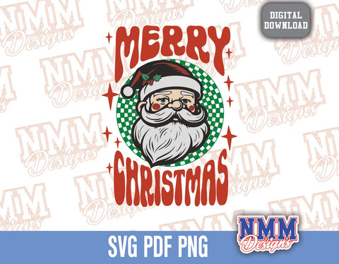 Santa SVG | Merry Christmas SVG | Decal T-Shirt Sticker Graphics | Cut Cutting File Printable Clipart Vector Digital Santa Retro SVG NMMDesignsShop 