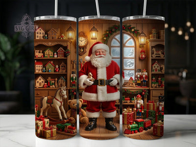 Santa Toy Workshop 20oz Tumbler, Santa Workshop PNG, North Pole Tumbler, Santas Toy Shop, Vintage Santa Sub, Festive Toy Wrap, Christmas Workshop, Santa Tumbler Sub Sublimation SvggirlplusArt 