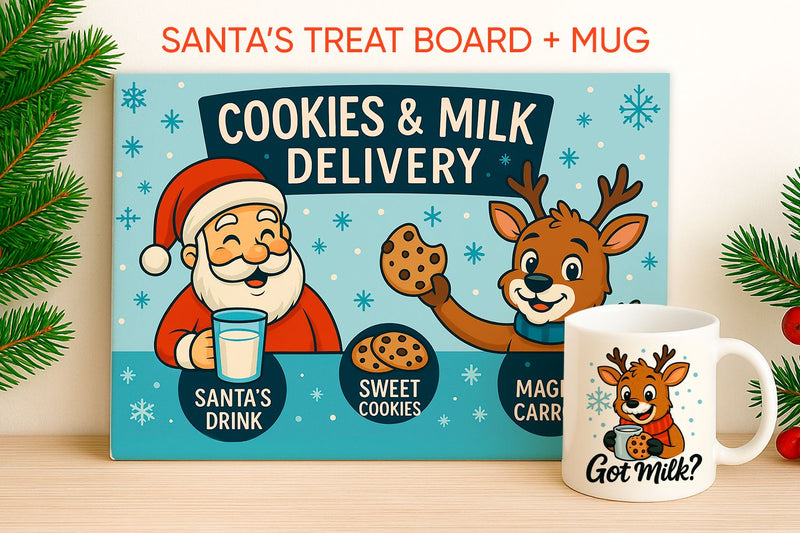santa treat board, christmas cutting board Sublimation KMarinaDesign 