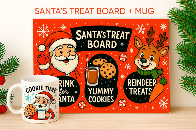 Santa Treat Cutting Board, Christmas Cutting Board Sublimation KMarinaDesign 