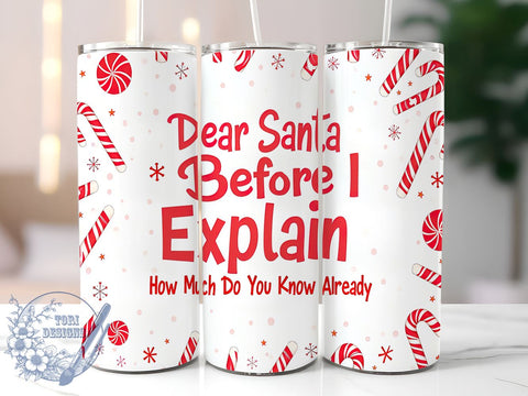 Santa Tumbler, Funny Christmas Gift, Sublimation Design, 20oz Tumbler, Holiday Humor, Personalized Tumbler, Christmas Mug, Dear Santa Gift Sublimation ToriDesigns 