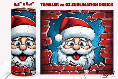 Santa tumbler wrap / 3d Christmas tumbler wrap / Santa Claus Sublimation Angelina Semenova 