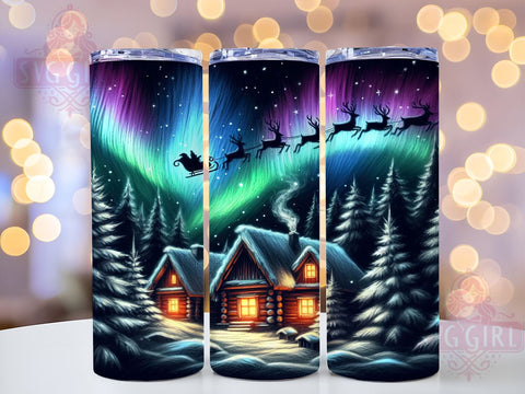 Santa Tumbler Wrap, Christmas Tumbler Design, 20oz Sublimation PNG, Santa Claus Gift, Reindeer Tumbler, Northern Lights Design, Holiday Drinkware Sublimation SvggirlplusArt 