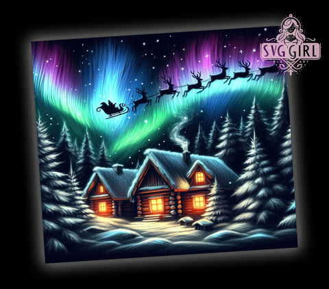 Santa Tumbler Wrap, Christmas Tumbler Design, 20oz Sublimation PNG, Santa Claus Gift, Reindeer Tumbler, Northern Lights Design, Holiday Drinkware Sublimation SvggirlplusArt 