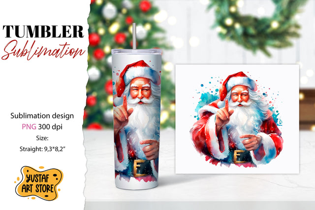 Santa tumbler wrap. Christmas tumbler sublimation. Sublimation Yustaf Art Store 