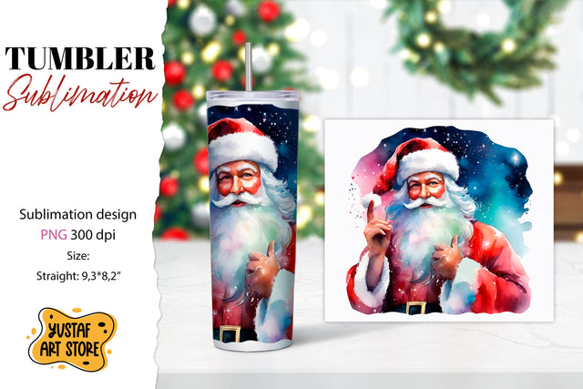 Santa tumbler wrap. Christmas tumbler sublimation. Sublimation Yustaf Art Store 