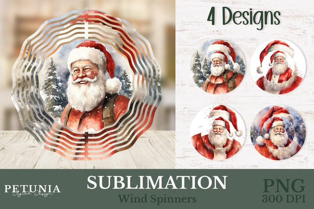 Santa Wind Spinner | Christmas Wind Spinner Sublimation PNG Sublimation Petunia Digital Design 