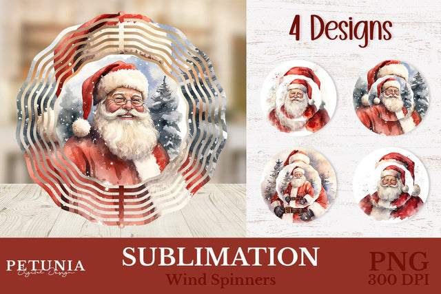 Santa Wind Spinner | Christmas Wind Spinner Sublimation PNG Sublimation Petunia Digital Design 