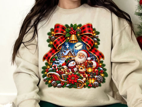 Santa Winter Village Wreath PNG SVG artprintfile 