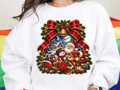 Santa Winter Village Wreath PNG SVG artprintfile 
