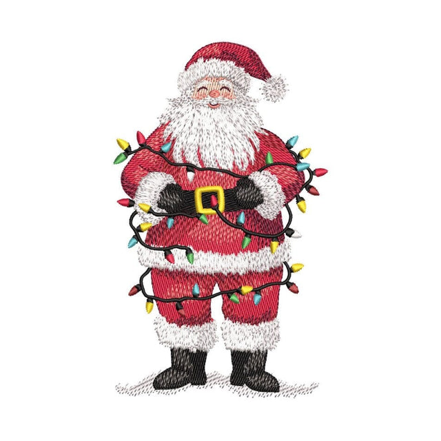 Santa with Christmas Lights Embroidery Design, 3 sizes, Instant Download Embroidery/Applique DESIGNS Nino Nadaraia 