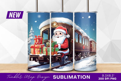 Santa with gifts on christmas train Sublimation Regulrcrative 