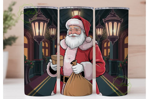 Santa with Lanterns 20oz Tumbler Wrap Sublimation PixelChick 
