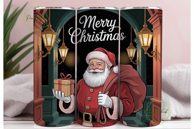 Santa with Lanterns 20oz Tumbler Wrap Sublimation PixelChick 