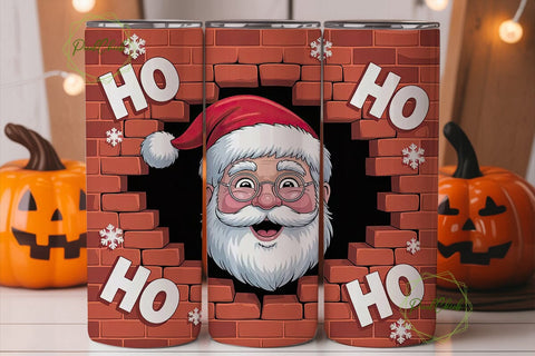 Santa's Brick Wall Breakout Tumbler Wrap Sublimation PixelChick 