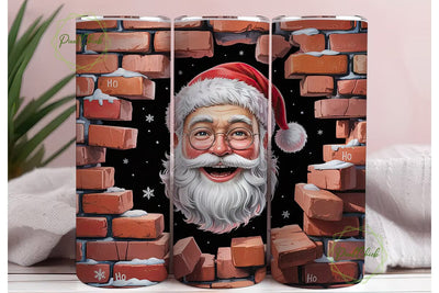 Santa's Brick Wall Breakout Tumbler Wrap Sublimation PixelChick 