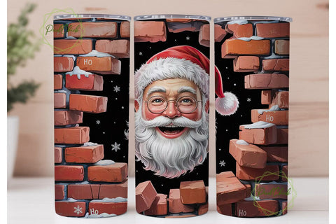 Santa's Brick Wall Breakout Tumbler Wrap Sublimation PixelChick 