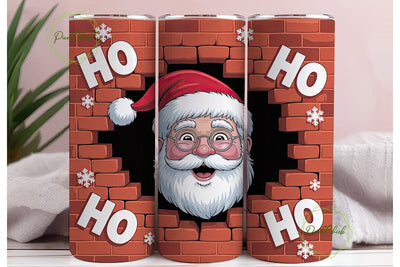 Santa's Brick Wall Breakout Tumbler Wrap Sublimation PixelChick 