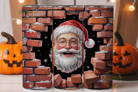 Santa's Brick Wall Breakout Tumbler Wrap Sublimation PixelChick 