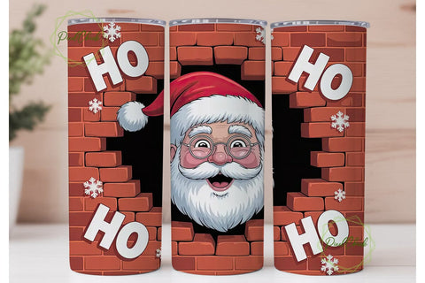 Santa's Brick Wall Breakout Tumbler Wrap Sublimation PixelChick 