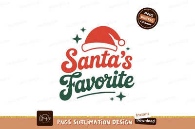Santa's Favorite Festive Hat christmas holiday Sublimation Designangry 