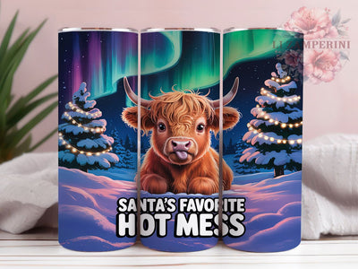 Santa’s Favorite Highland Cow Tumbler, Funny Holiday Sublimation Design, Santa’s Favorite Hot Mess Art, 20oz Christmas Tumbler, Whimsical Cow Mug, Festive Holiday Cup, Humorous Christmas Wrap Sublimation Li Zamperini 