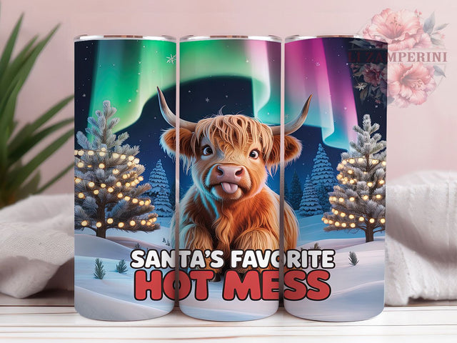 Santa’s Favorite Highland Cow Tumbler, Funny Holiday Sublimation Design, Santa’s Favorite Hot Mess Art, 20oz Christmas Tumbler, Whimsical Cow Mug, Festive Holiday Cup, Humorous Christmas Wrap Sublimation Li Zamperini 