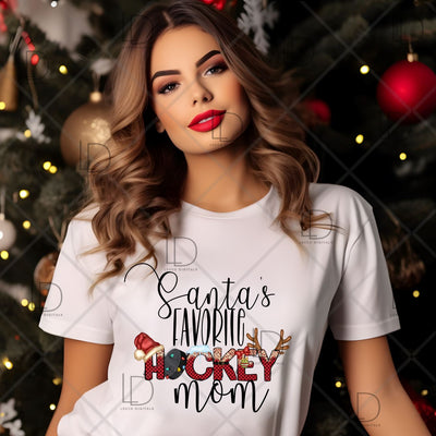 Santa's Favorite Ice Hockey Mom Love Season Stick PNG ONLY Instant Download Sublimation Image Tumbler Hoodie Crew Neck Car Decal Shirt Sublimation Lexco Digitals 